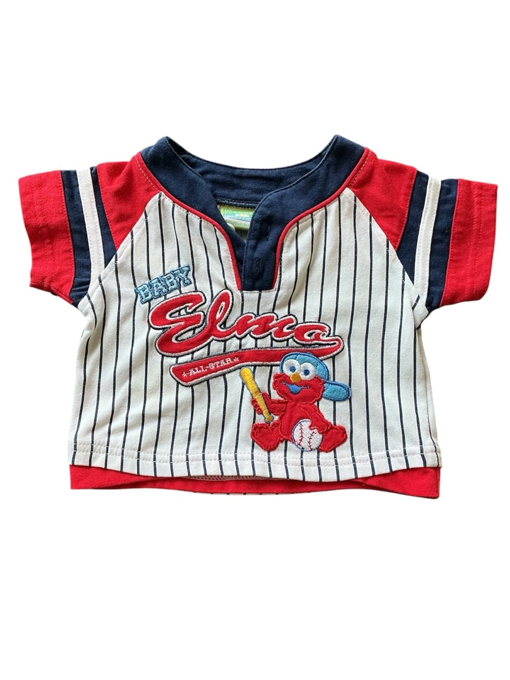 2006 Sesame Street Elmo Baseball Tee - Red, Navy & White